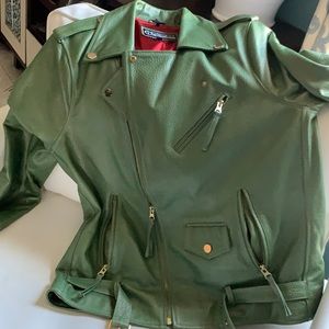 Women’s Green Leather Motorcycle jacket!